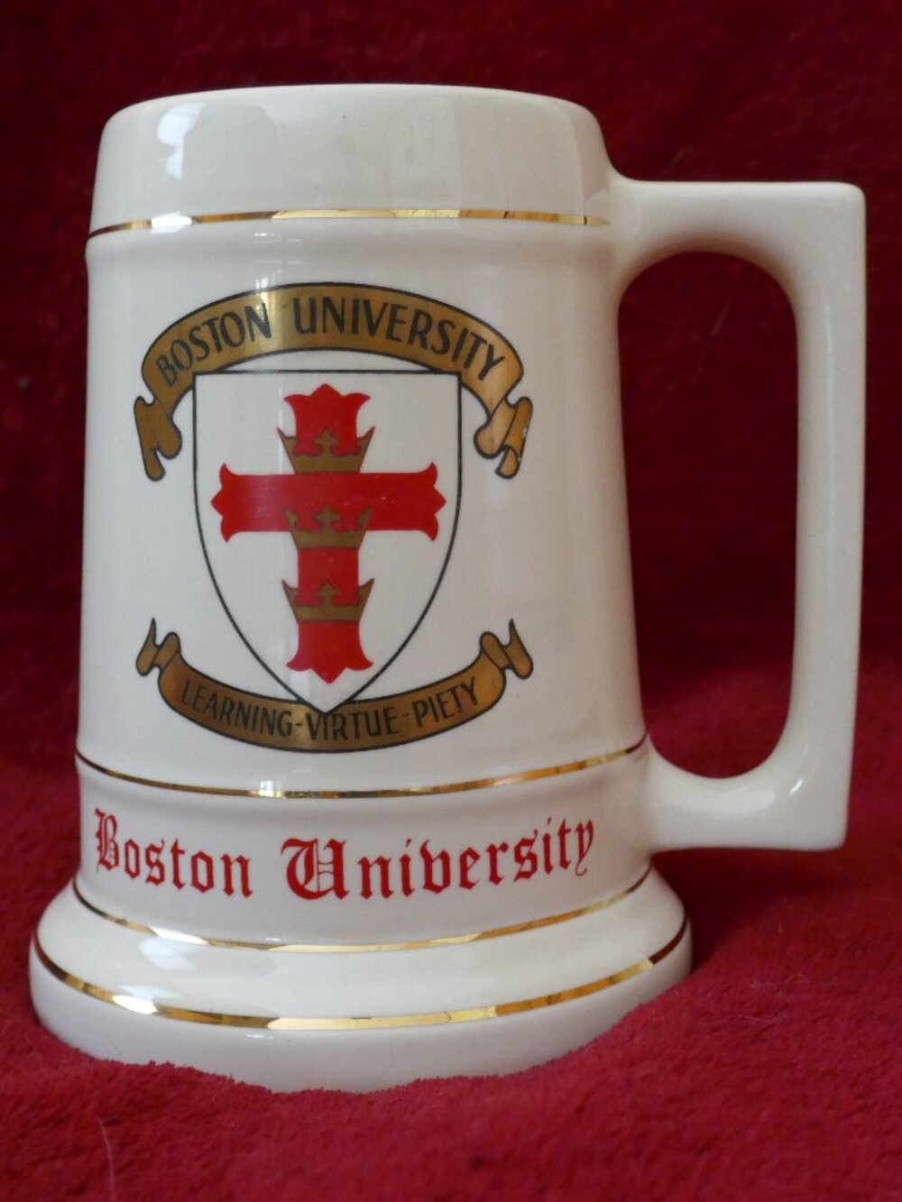 Boston University Ceramic Stein manufactured by American Decorators, Trenton NJ